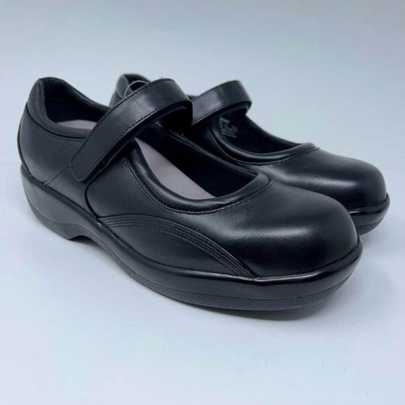 Apex Womens Ambulator Mary Janes Shoes Black Leather Hook & Loop Strap 9.5W New - Picture 10 of 12